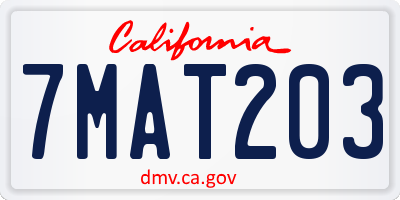 CA license plate 7MAT203
