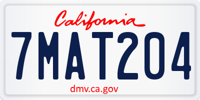 CA license plate 7MAT204