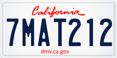 CA license plate 7MAT212