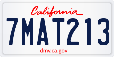 CA license plate 7MAT213