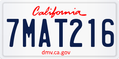 CA license plate 7MAT216