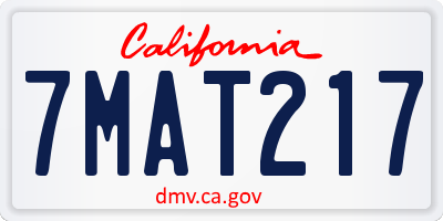 CA license plate 7MAT217