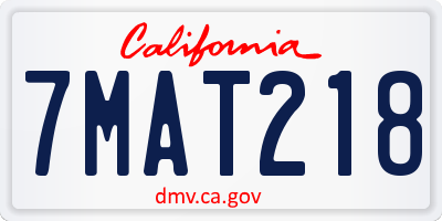 CA license plate 7MAT218
