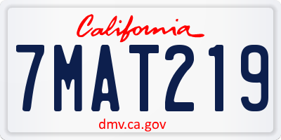 CA license plate 7MAT219