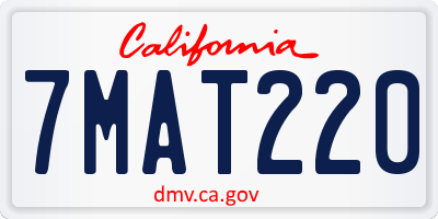 CA license plate 7MAT220