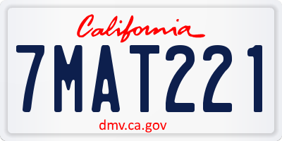 CA license plate 7MAT221