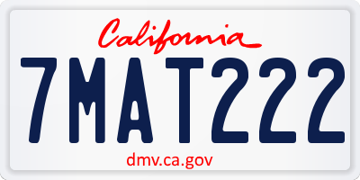 CA license plate 7MAT222