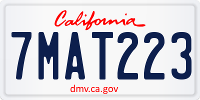 CA license plate 7MAT223