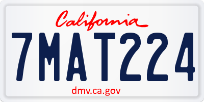 CA license plate 7MAT224