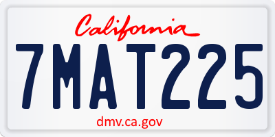CA license plate 7MAT225