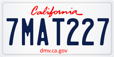 CA license plate 7MAT227