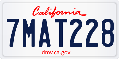 CA license plate 7MAT228