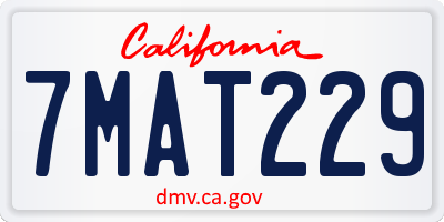 CA license plate 7MAT229