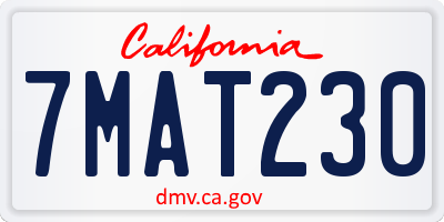 CA license plate 7MAT230