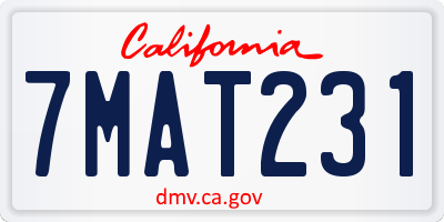 CA license plate 7MAT231