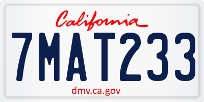 CA license plate 7MAT233