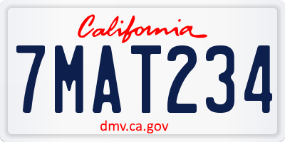 CA license plate 7MAT234