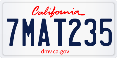 CA license plate 7MAT235