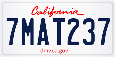 CA license plate 7MAT237