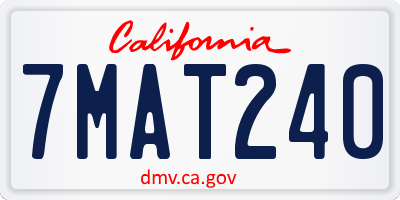 CA license plate 7MAT240