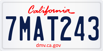 CA license plate 7MAT243