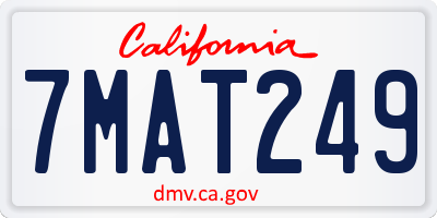 CA license plate 7MAT249