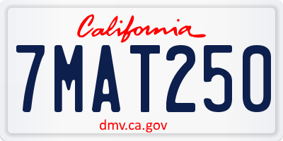 CA license plate 7MAT250