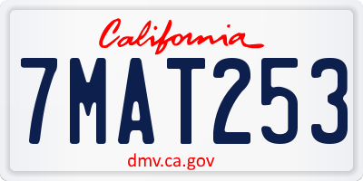 CA license plate 7MAT253