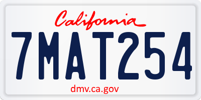 CA license plate 7MAT254