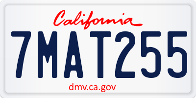 CA license plate 7MAT255