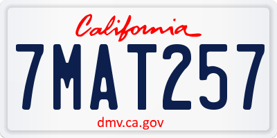 CA license plate 7MAT257