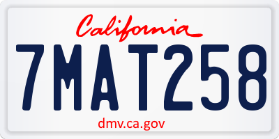 CA license plate 7MAT258