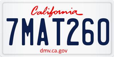 CA license plate 7MAT260
