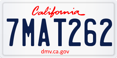 CA license plate 7MAT262