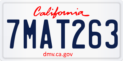 CA license plate 7MAT263