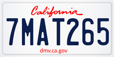 CA license plate 7MAT265