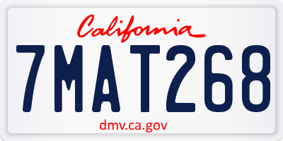CA license plate 7MAT268