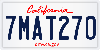 CA license plate 7MAT270