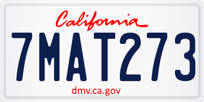 CA license plate 7MAT273