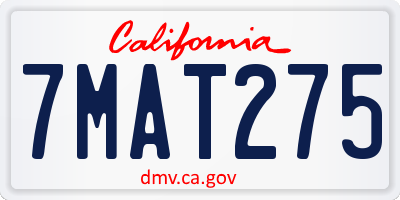 CA license plate 7MAT275