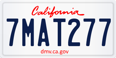 CA license plate 7MAT277