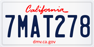 CA license plate 7MAT278