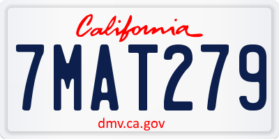 CA license plate 7MAT279