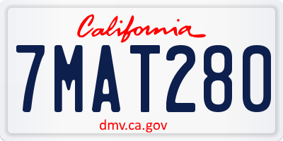 CA license plate 7MAT280