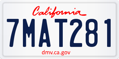 CA license plate 7MAT281