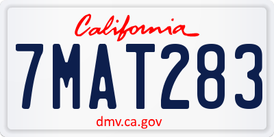 CA license plate 7MAT283