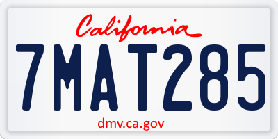 CA license plate 7MAT285