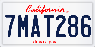 CA license plate 7MAT286