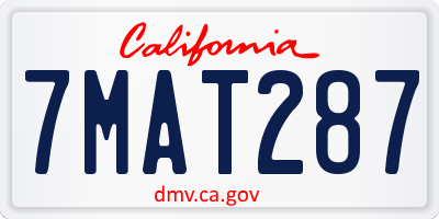 CA license plate 7MAT287