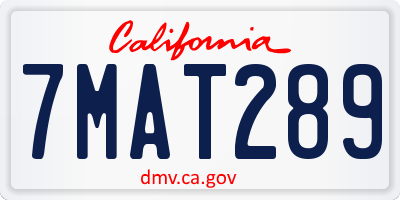 CA license plate 7MAT289
